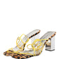 Multicolor Leather Block Heels Sandals Shoes