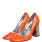 Orange Patent Leather Heels Pumps Shoes