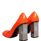 Orange Patent Leather Heels Pumps Shoes