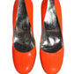 Orange Patent Leather Heels Pumps Shoes