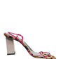 Multicolor Leather Block Heels Sandals Shoes