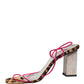 Multicolor Leather Block Heels Sandals Shoes