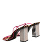 Multicolor Leather Block Heels Sandals Shoes