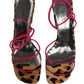 Multicolor Leather Block Heels Sandals Shoes