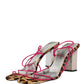 Multicolor Leather Block Heels Sandals Shoes