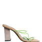 Multicolor Leather Block Heels Sandals Shoes
