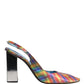 Multicolor Plaid Heels Slingback Sandals Shoes