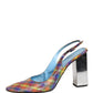 Multicolor Plaid Heels Slingback Sandals Shoes