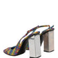 Multicolor Plaid Heels Slingback Sandals Shoes