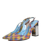 Multicolor Plaid Heels Slingback Sandals Shoes