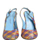 Multicolor Plaid Heels Slingback Sandals Shoes