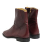 Maroon Leather Flats Biker Ankle Boots Shoes
