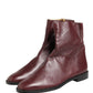 Maroon Leather Flats Biker Ankle Boots Shoes