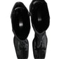 Black Suede Leather Knee High Boots Shoes