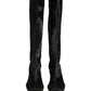 Black Suede Leather Knee High Boots Shoes