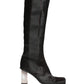 Black Suede Leather Knee High Boots Shoes