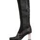 Black Suede Leather Knee High Boots Shoes