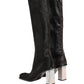 Black Suede Leather Knee High Boots Shoes