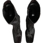 Black Suede Leather Knee High Boots Shoes