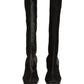 Black Suede Leather Knee High Boots Shoes