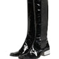 Black Patent Leather Knee High Boots Shoes