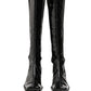Black Patent Leather Knee High Boots Shoes