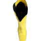Yellow Black Leather Knee High Boots Shoes