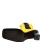 Yellow Black Leather Knee High Boots Shoes