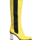 Yellow Black Leather Knee High Boots Shoes