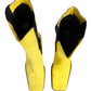 Yellow Black Leather Knee High Boots Shoes