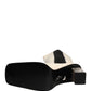 White Black Leather Knee High Boots Shoes