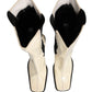 White Black Leather Knee High Boots Shoes