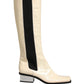 White Black Leather Knee High Boots Shoes