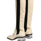 White Black Leather Knee High Boots Shoes