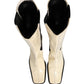 White Black Leather Knee High Boots Shoes