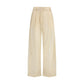 Beige Cotton Casual Pants