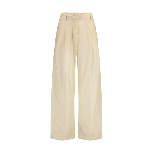 Beige Cotton Casual Pants