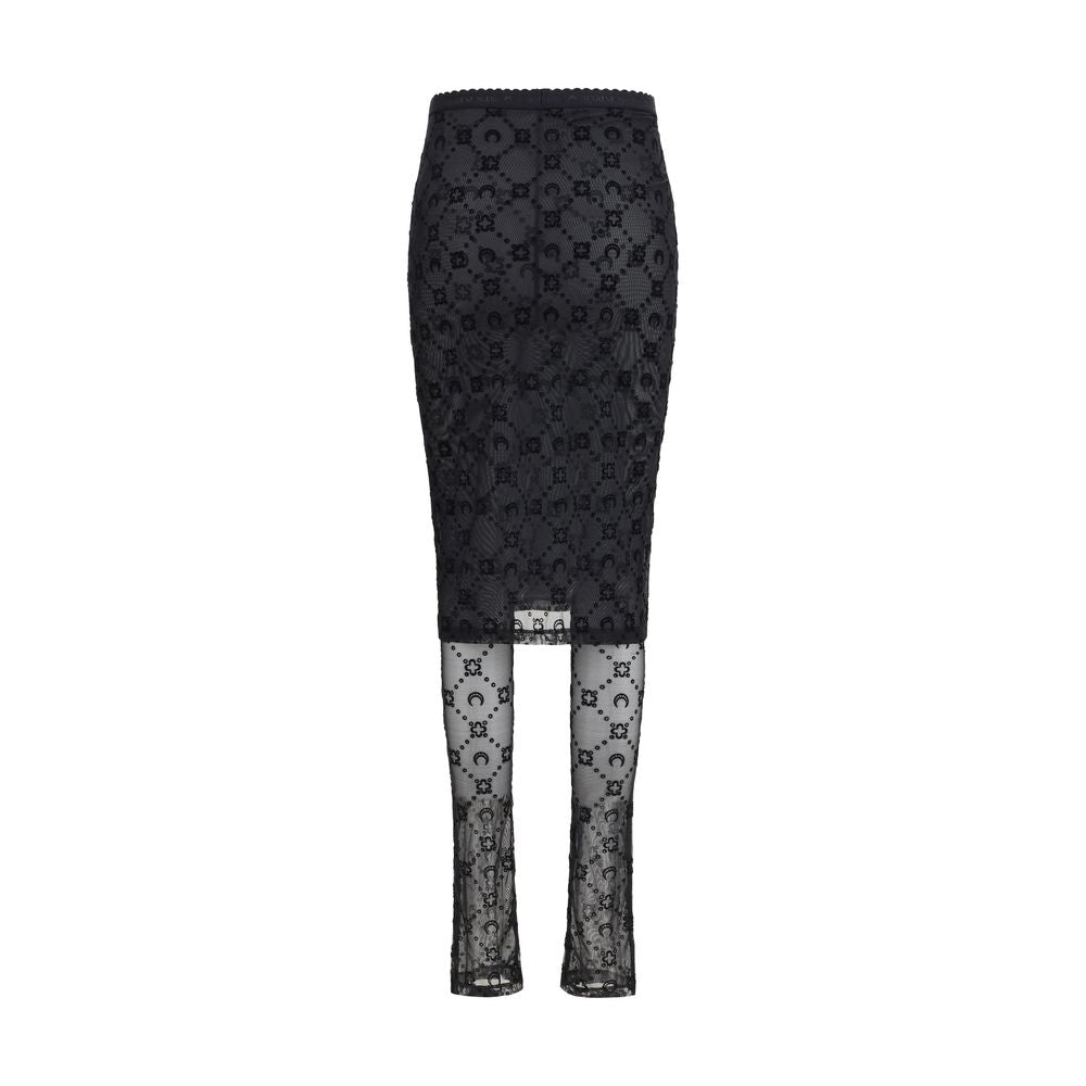 Black Recycled Polyamide Midi Skirt