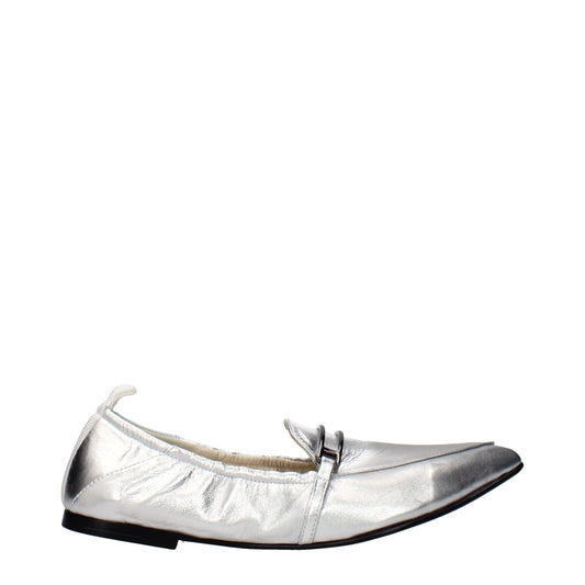 Gray Leather Slip-On Loafers