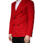 Red Cashmere Slim Fit Coat Jacket Blazer