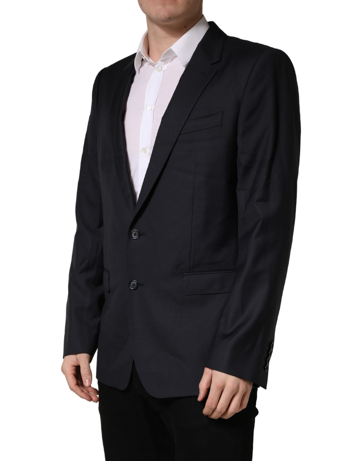 Dark Blue Wool Slim Fit Coat Men Jacket Blazer