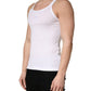 White Ribbed Cotton Sleeveless Tank  T-shirt