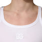 White Ribbed Cotton Sleeveless Tank  T-shirt