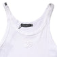 White Ribbed Cotton Sleeveless Tank  T-shirt