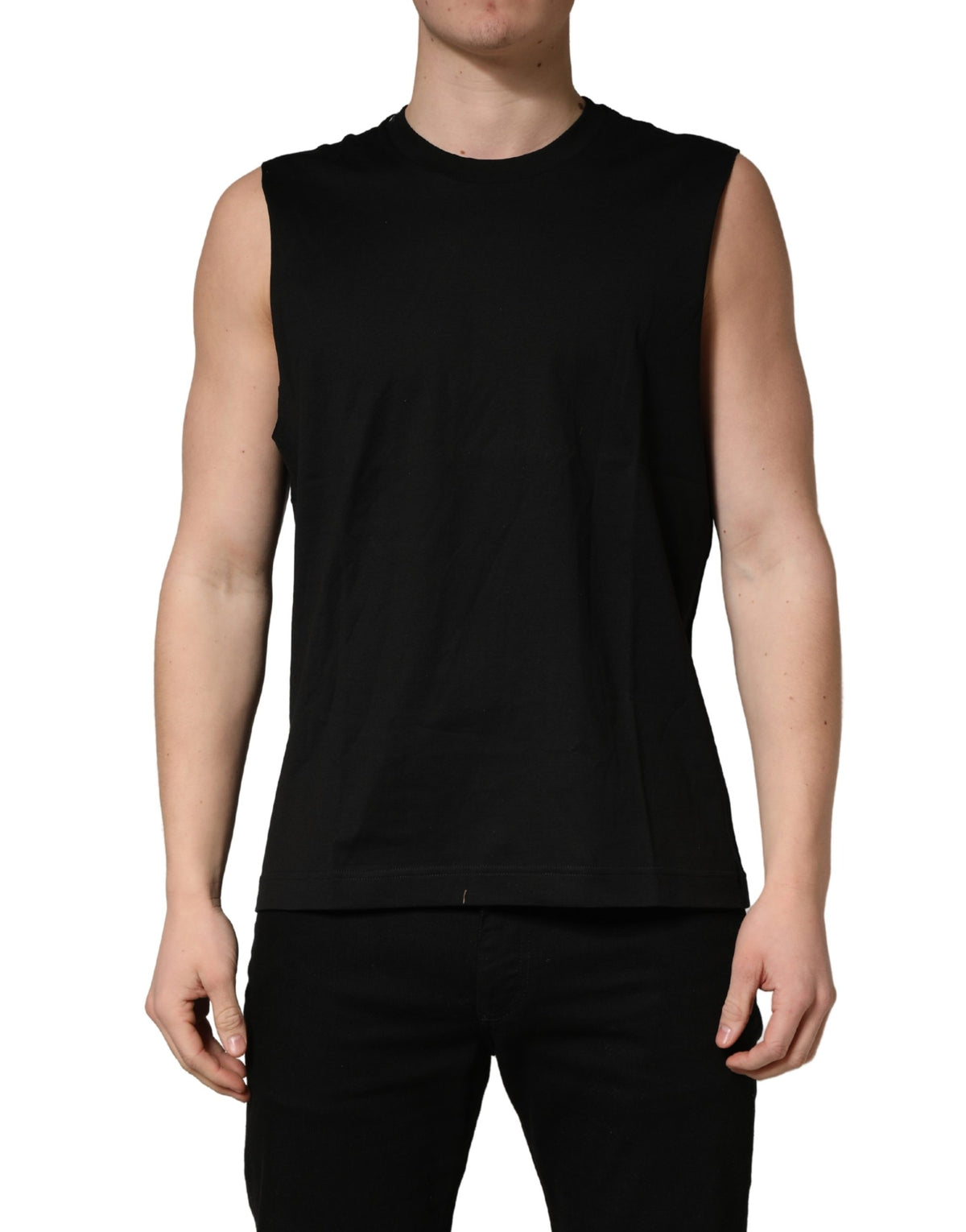 Black Crew Neck Sleeveless Tank Top T-shirt