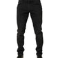 Black Cotton Stretch Regular SkinnyDenim Jeans