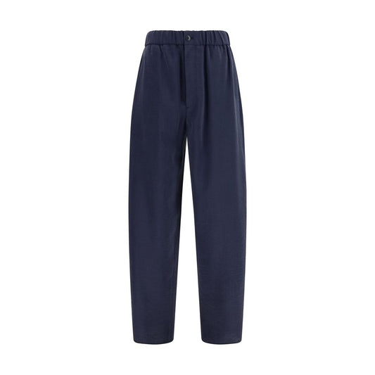 Blue Silk Casual Pants