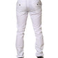 White Mid Waist Skinny Chino Casual Trouser Pants
