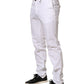 White Mid Waist Skinny Chino Casual Trouser Pants