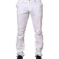 White Mid Waist Skinny Chino Casual Trouser Pants